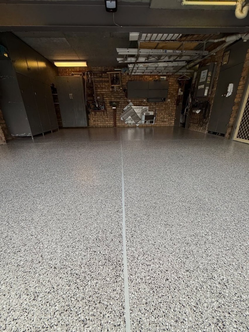 Brick garage after coating